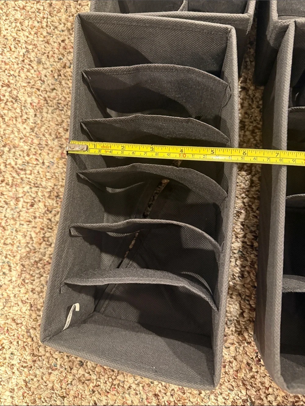 Set of 7 charcoal grey drawer organizers